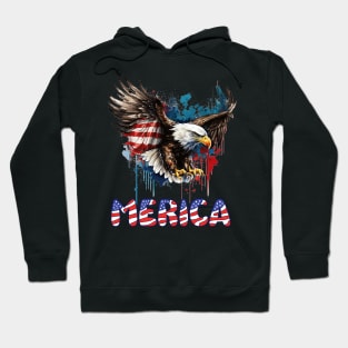 4th Of July Merica Patriotic USA Flag Bald Eagle Hoodie